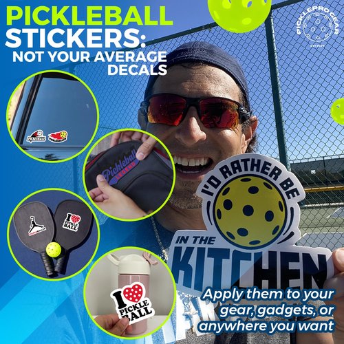 Pickleball 3D Sticker Set – 1 Raised 3D Pickleball Decal + 9 Vinyl Stickers – Fun Accessories & Gifts for Players