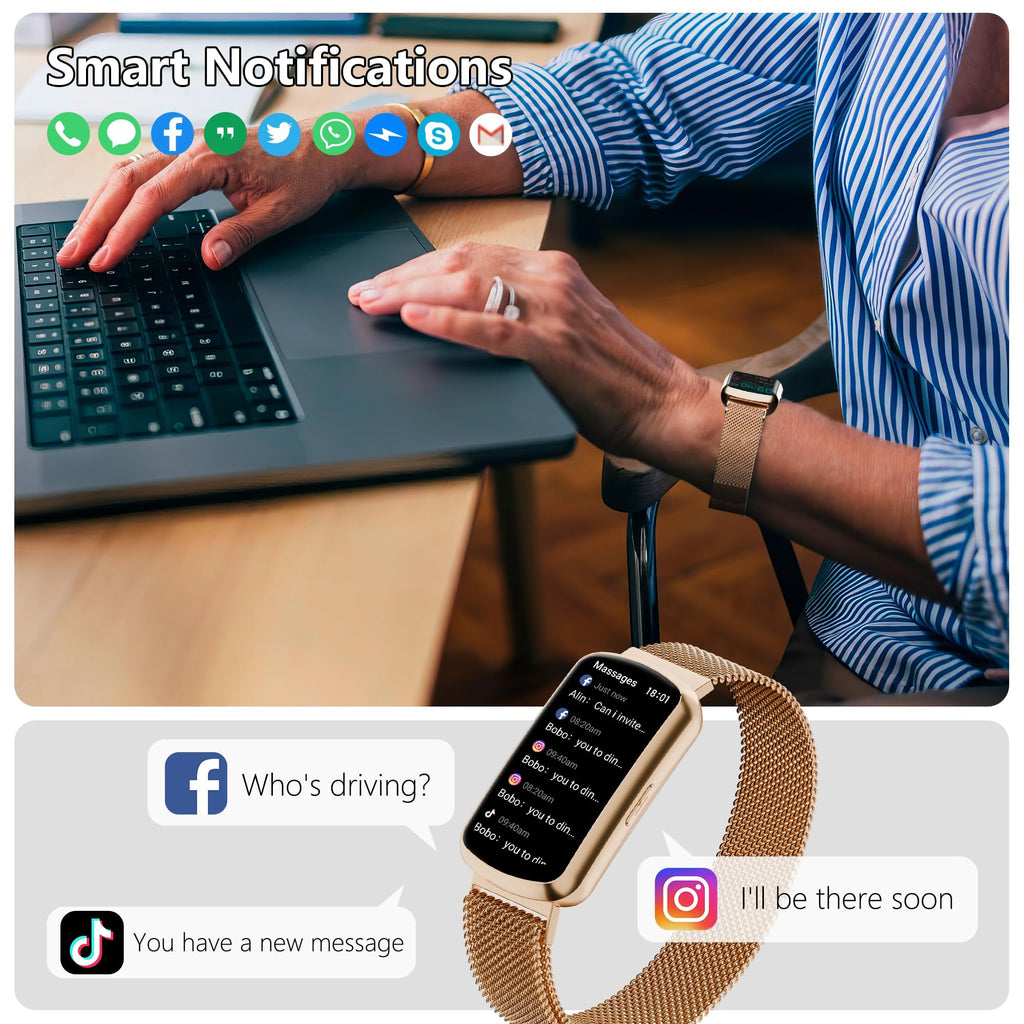 Health Fitness Tracker, Smart Watch with 24/7 Heart Rate, Activity Tracker with Blood Pressure and Blood Oxy-gen Monitor, 120 Sport Mode Waterproof Sleep Tracker for Women Men (Pink Gold)