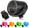Etronic Bike Lock M6 - 6 Feet Coiled Security Cable Lock with Resettable Combo & Mounting Bracket