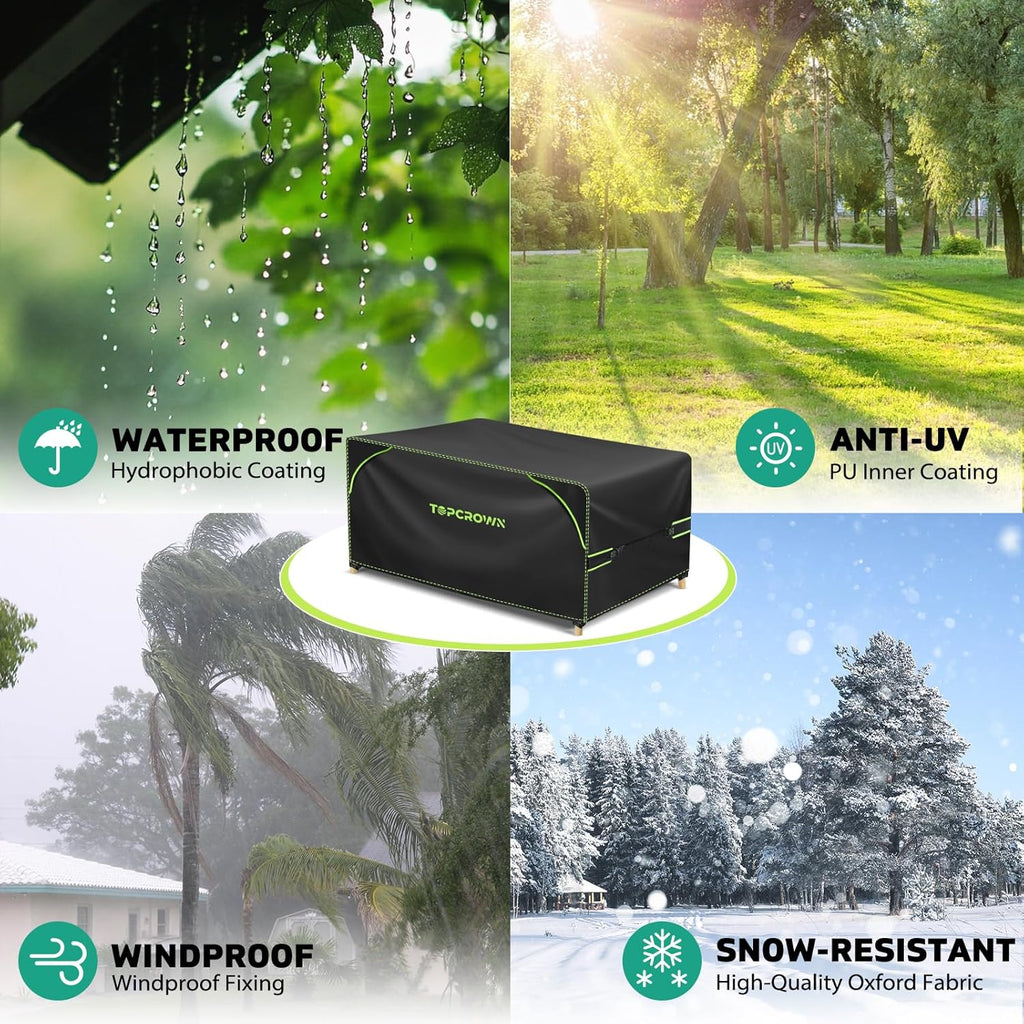 Topcrown Rectangular Patio Furniture Covers - Waterproof Anti-UV Oxford Fabric | 74"L x 47"W x 28"H, Black & Green