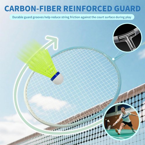 Senston Badminton Rackets Set for Backyards, Lightweight Badminton Set of 4-6 Birdies, 4 Grips & Carrying Bag for Adults Family Beginners Outdoor Games