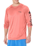 Columbia Men's Terminal Tackle Long Sleeve Fishing Shirt, Sorbet/Black Logo, 1X