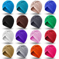SATINIOR 16 Pieces Stretch Turbans Chemo Head Wraps Polyester Head Beanie Cover para Mujer Turbantes for Women(Bright Color)