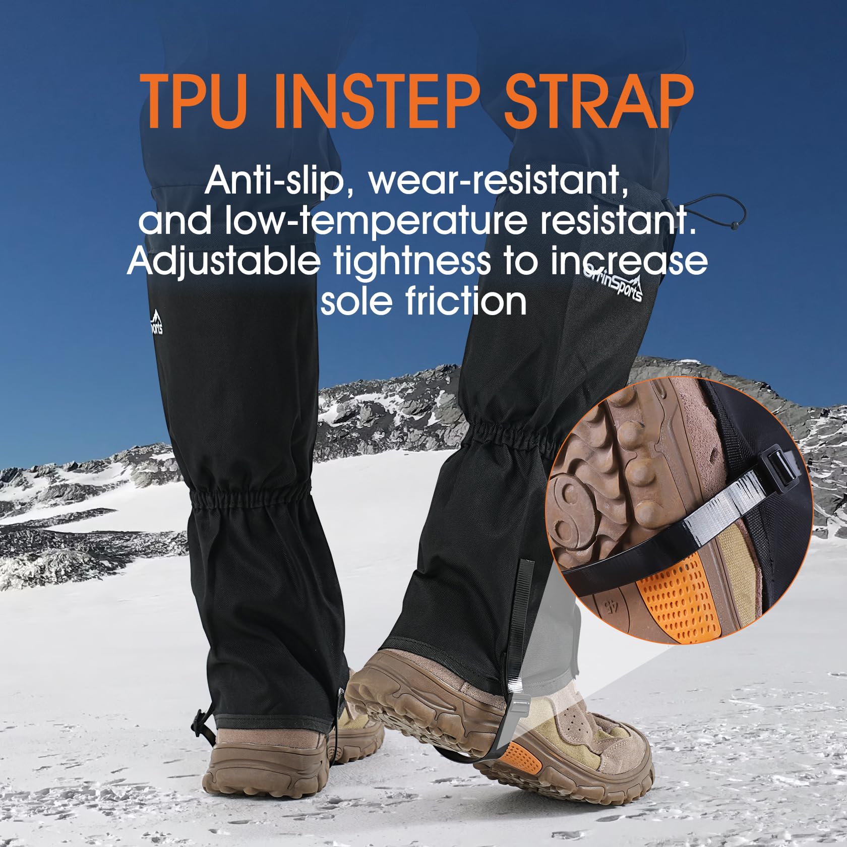 Waterproof Leg Gaiters for Men and Women Adjustable Snow Boot Gaiters for Hiking in Hunting Sand and Mud Mountain Climbing or Snowshoeing (Black L)