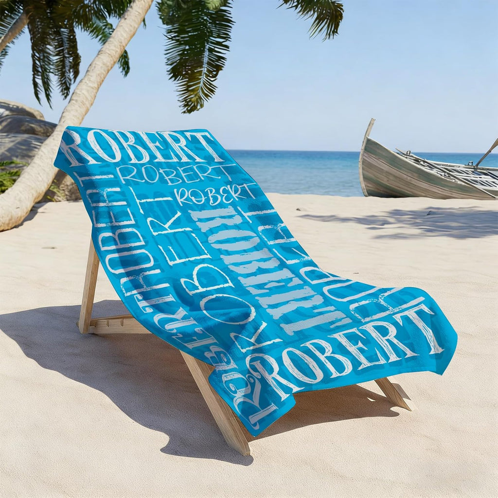Yoke Style Personalized Beach Towels for Kids, Custom Sand Free Microfiber Beach Towel with Your Name, Customized Quick Dry Pool Towels Easter Gifts for Girls Boys Toddler