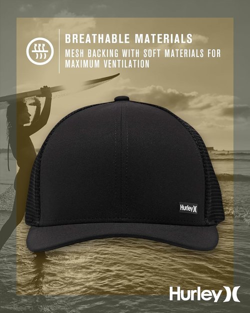 Hurley Men's Caps - H2O-Dri League Baseball Caps with Snapback Closure | Classic Trucker Hats (S-XL)