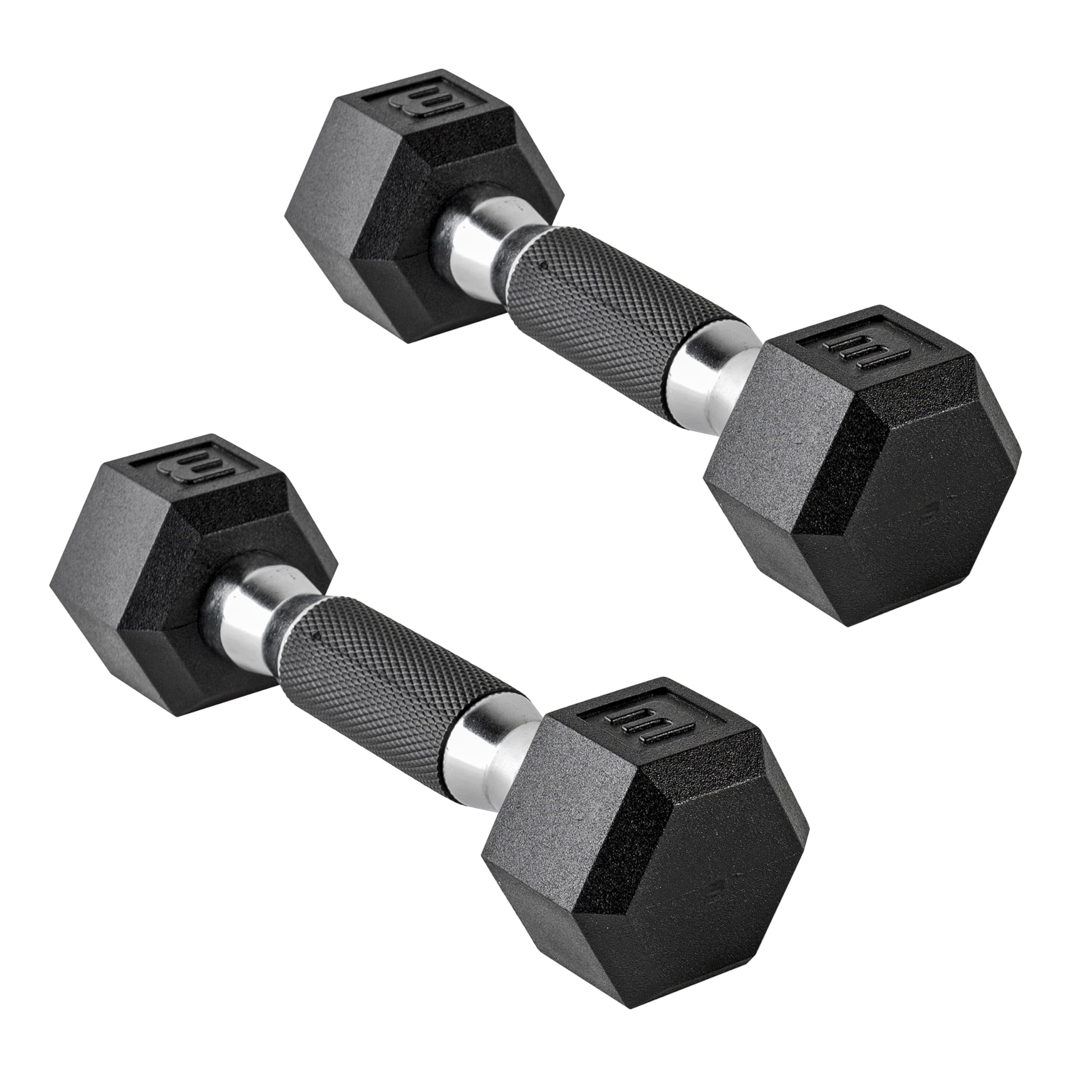 CAP 90 LB Rubber Coated Hex Dumbbell Weight, Rubber Free Weights for Home Gym Strength Training, Comfort Grip Handle, Pair