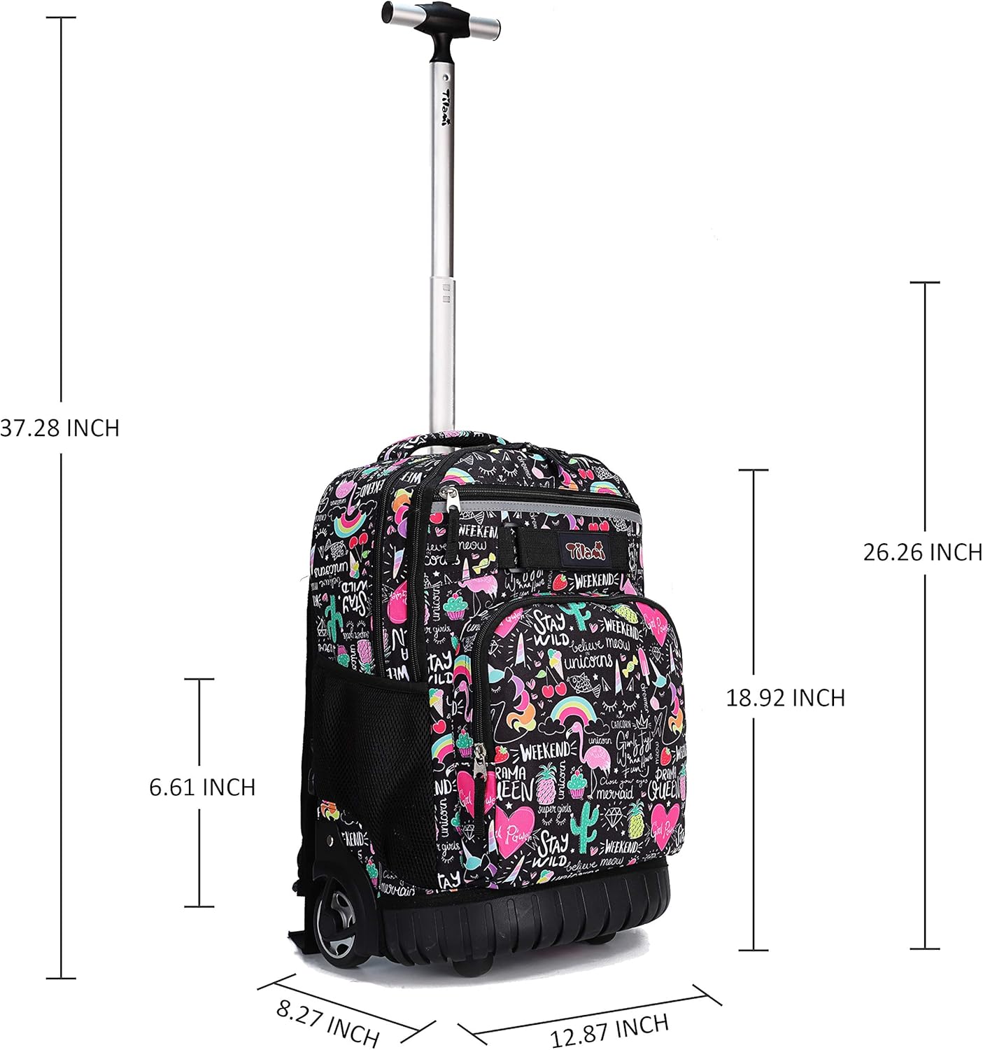 Tilami Rolling Backpack - 19 Inch Wheeled Laptop Bag with Lunch Bag | Insulated & Stylish