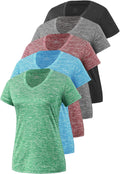Skiennix Women's Moisture-Wicking Athletic V-Neck T-Shirts - 5-Pack, Short Sleeve, Comfortable Fit