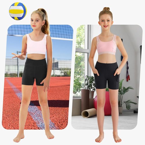 MIVEI Youth Girls Volleyball Spandex Shorts - Comfortable Athletic Compression for Dance & Gymnastics