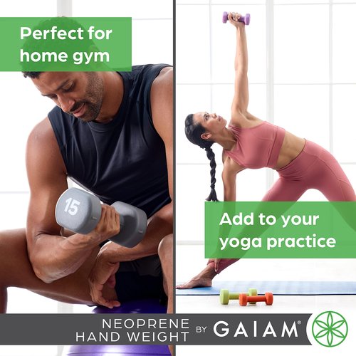 Gaiam Dumbbell Hand Weight (Sold in Singles) - Neoprene Coated Exercise & Fitness Dumbbell for Home Gym Workouts and Strength Training - Free Weights for Women and Men (10lb, Blue)