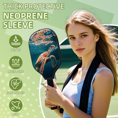 FQSXFIFN for Pickleball Paddle Cover with Smooth Zipper, Durable & Scratch-Resistant for Pickleball Paddle Case Protection, Sea Turtle Sleeve for Pickleball Paddles Racket