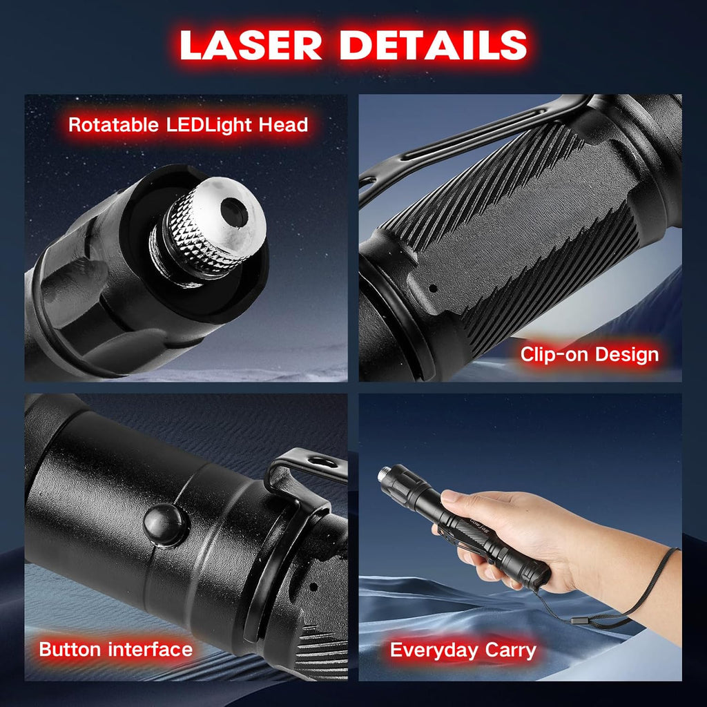 Red Laser Pointer - High Power Long Range Indicator Light | USB Rechargeable for Hiking