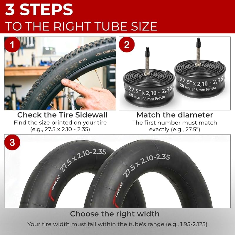 Fincci 27.5 x 2.1-2.35 Inch Presta Inner Tubes (2 Pack) 48mm Valve