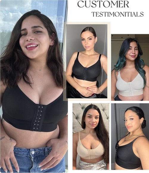 FeelinGirl Post-Surgery Bras - Wireless Full Coverage Compression Bra for Mastectomy | Front Closure Design