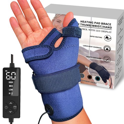 CHEROO Hand Heating Pad for Arthritis and Tendonitis, Heated Wrist Wrap Thumb Brace for Carpal Tunnel Relief with 3 Heat & 5 Timer Settings for Left & Right Hand (L/XL)
