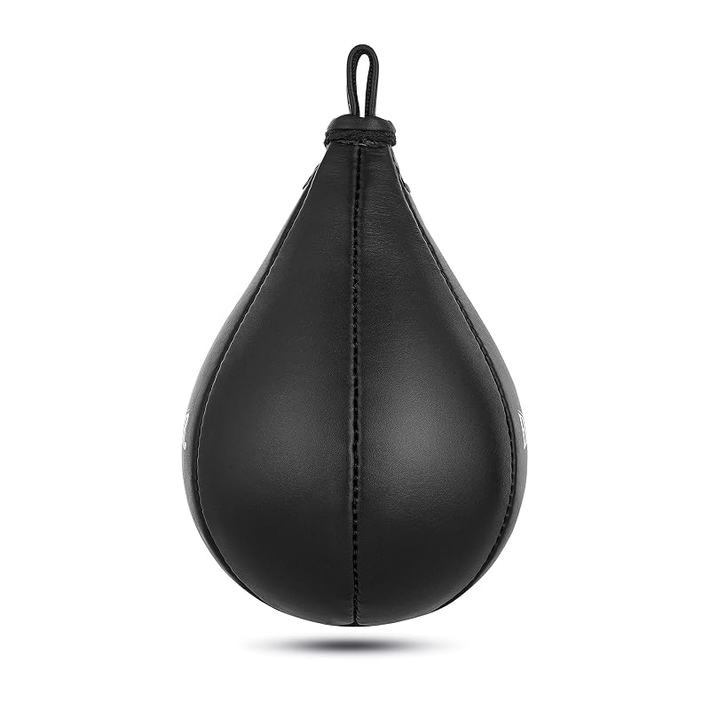 Speed Bag Punching Ball – Premium Cowhide Leather with Swivel, 9.5" x 7" Lightweight Training Bag