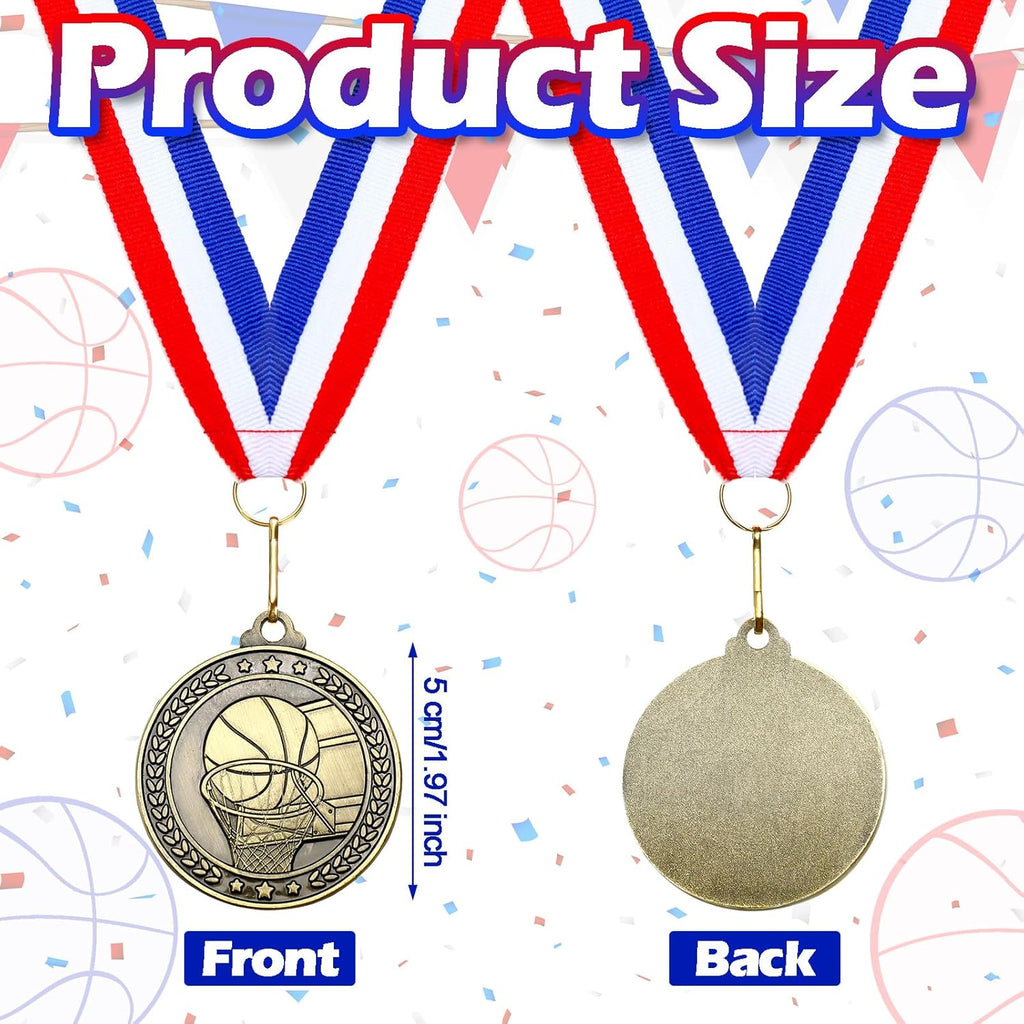 Remuuly Gold Award Medals - 60 Pcs 2 Inch Trophy Medals with Neck Ribbons for Sports Competitions