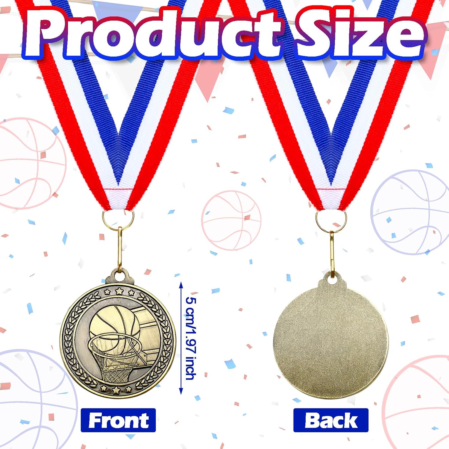 Remuuly Gold Award Medals - 60 Pcs 2 Inch Trophy Medals with Neck Ribbons for Sports Competitions