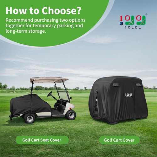 10L0L Waterproof Golf Cart Seat Cover for Club Car, EZGO, Yamaha, 4 Passenger 2+2 Seat Rain/Dust Covers, 600D Oxford Fabric, UV Resistant, All Weather Protector for Front & Rear Seat, Easy On/Off