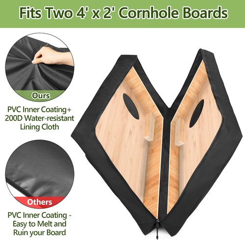 GOBUROS Cornhole Carrying Case - Fits Regulation Size Boards with Padded Shoulder Strap & Sandbag Pockets