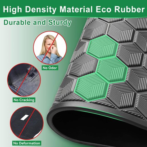 Club Car DS Floor Mat, Upgraded Non-Slip Full Coverage Golf Cart Floor Mat Replacement Think Rubber Fits Club Car DS 1982-2013 / Villager 1982-2018 (Black Trim)