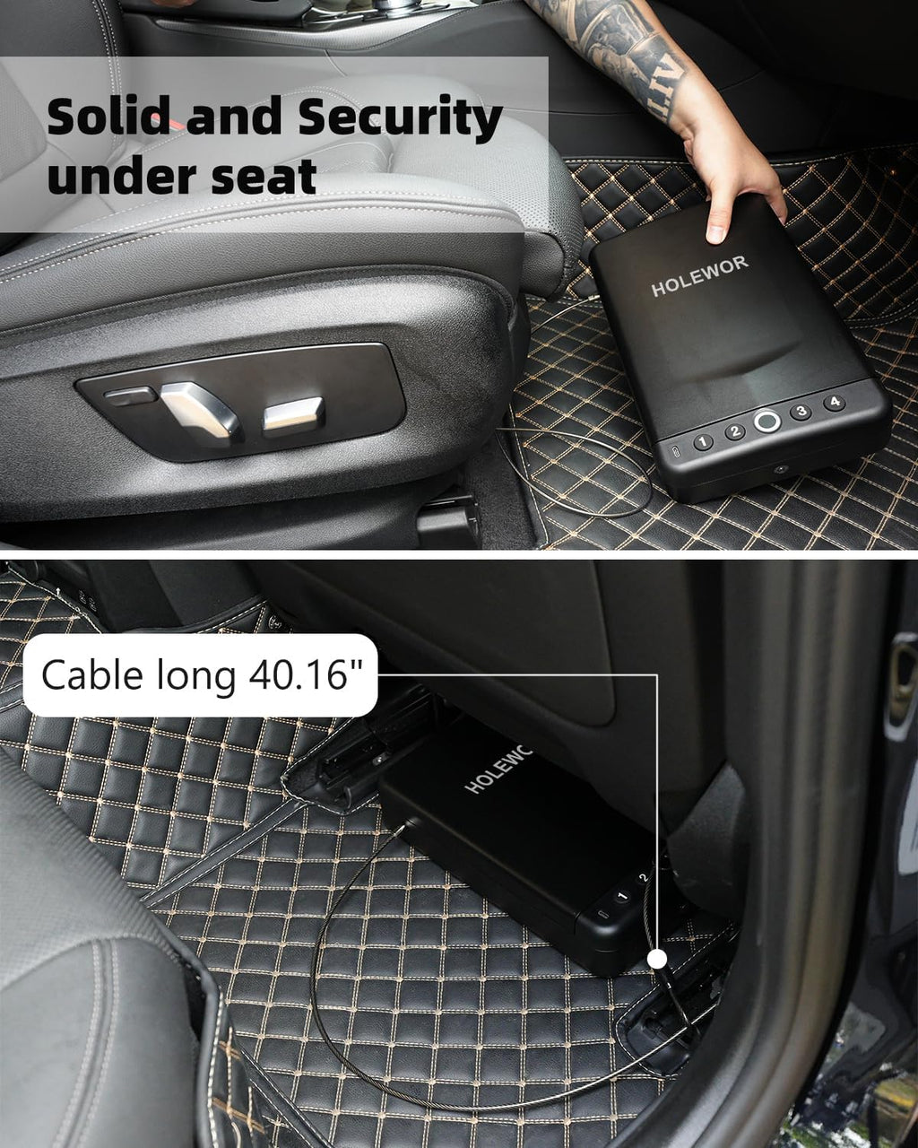 Skiennix Car Gun Safe - Biometric Handgun Lock Box for Quick Access | Portable Travel Case