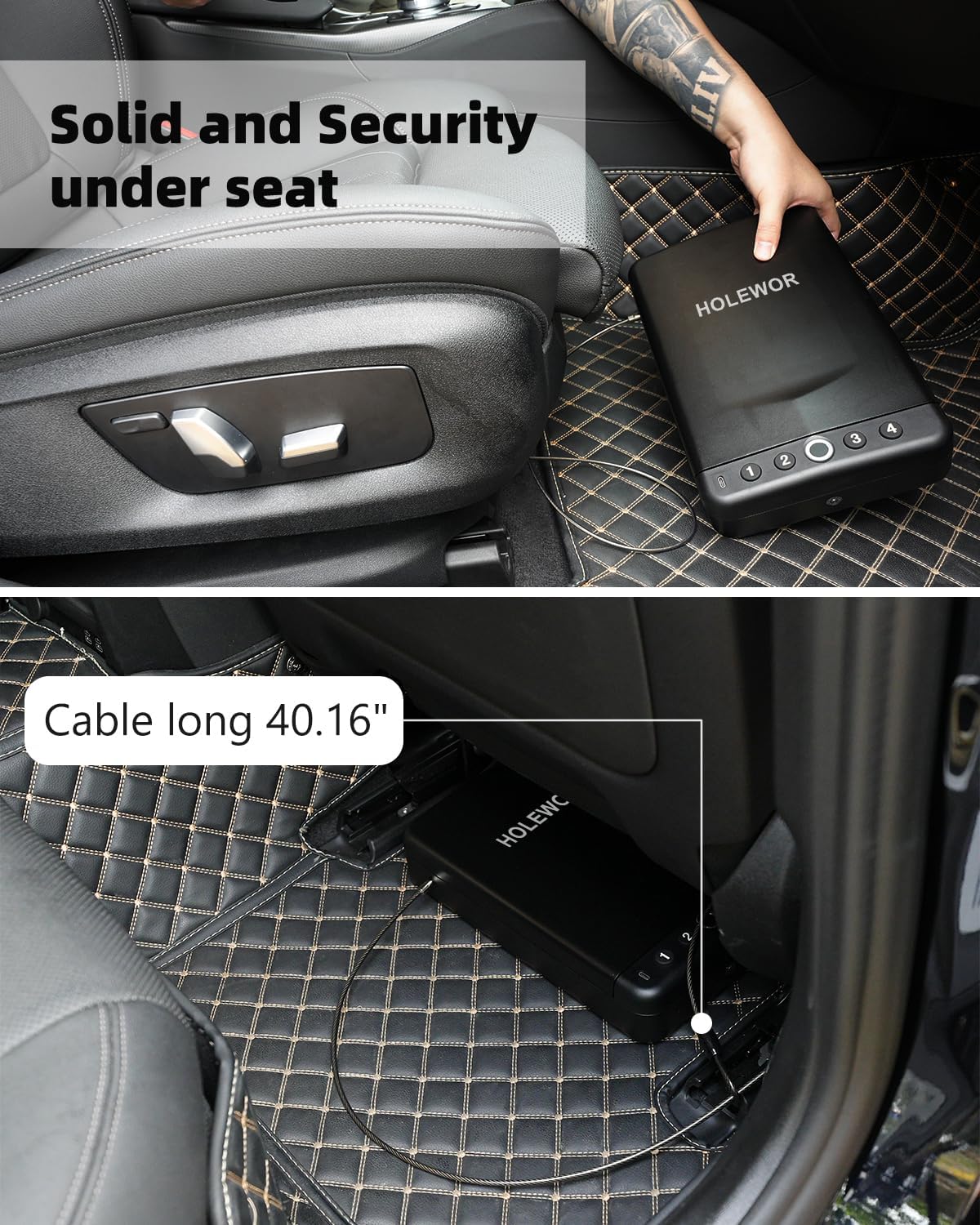 Skiennix Car Gun Safe - Biometric Handgun Lock Box for Quick Access | Portable Travel Case