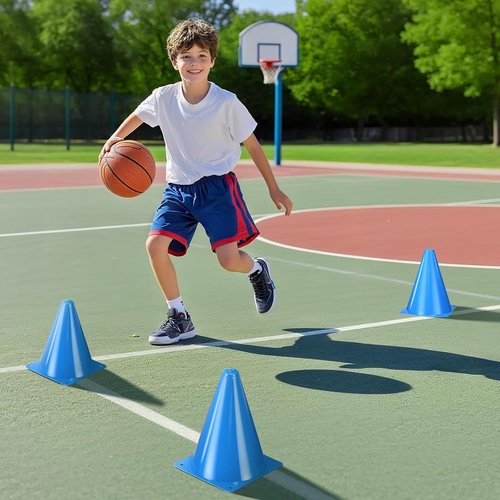 Durable 12pcs Soccer Cones - 7 Inch Plastic Traffic Cones for Sports Training & Agility Drills