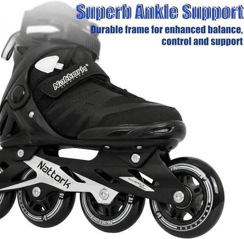 Nattork Inline Skates for Adults - Fitness Blades with Aluminum Frame & Breathable Mesh | Durable PU Wheels