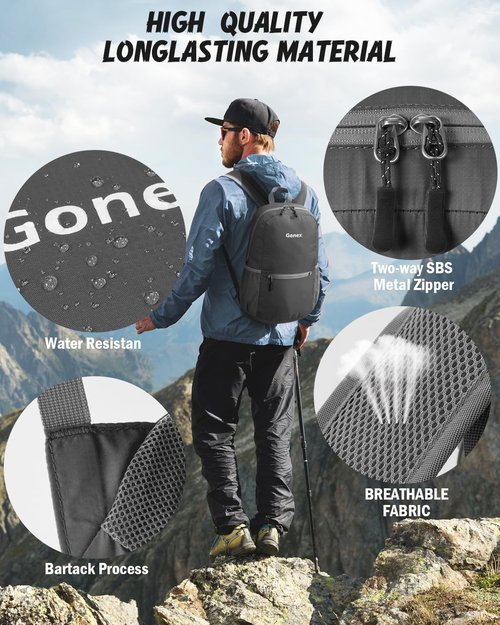 Gonex Ultra Lightweight Packable Backpack Daypack Handy Foldable Camping Outdoor Travel Cycling Backpacking(Grey)