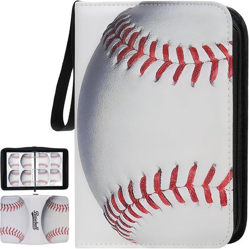 Baseball Card Binder - 4 Pocket Trading Card Holder with 400 Pockets & 50 Removable Sleeves | Portable Album for Collectors