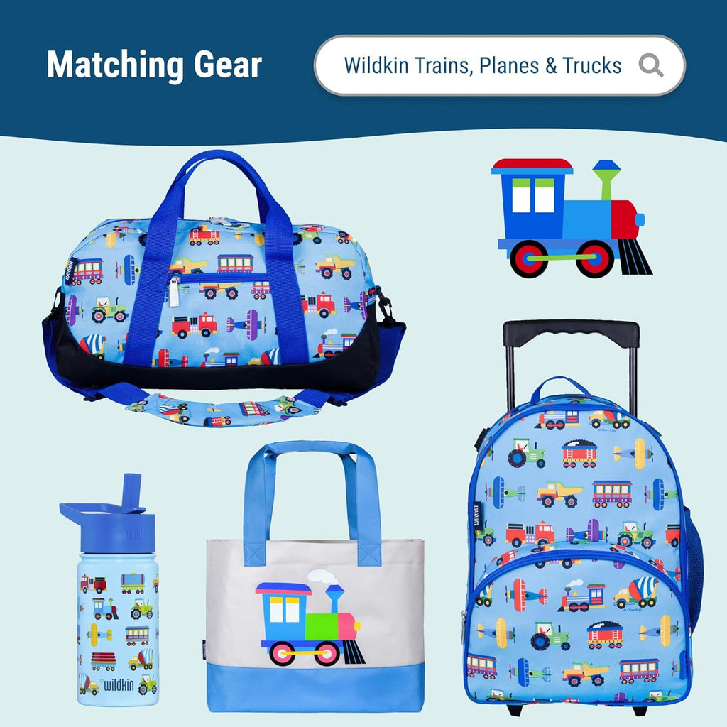 Wildkin Kids Beach Towel - Soft & Absorbent 100% Cotton Pool Essential | Trains, Planes & Trucks Design