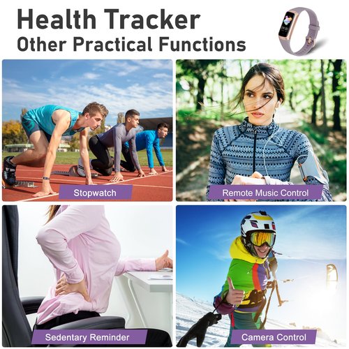Fitness Tracker with Step Counter/Calories/Stopwatch, Activity Tracker, Health Tracker with Heart Rate Monitor, Sleep Tracker,1.10''AMOLED Touch Color Screen, Pedometer Watch for Women Men