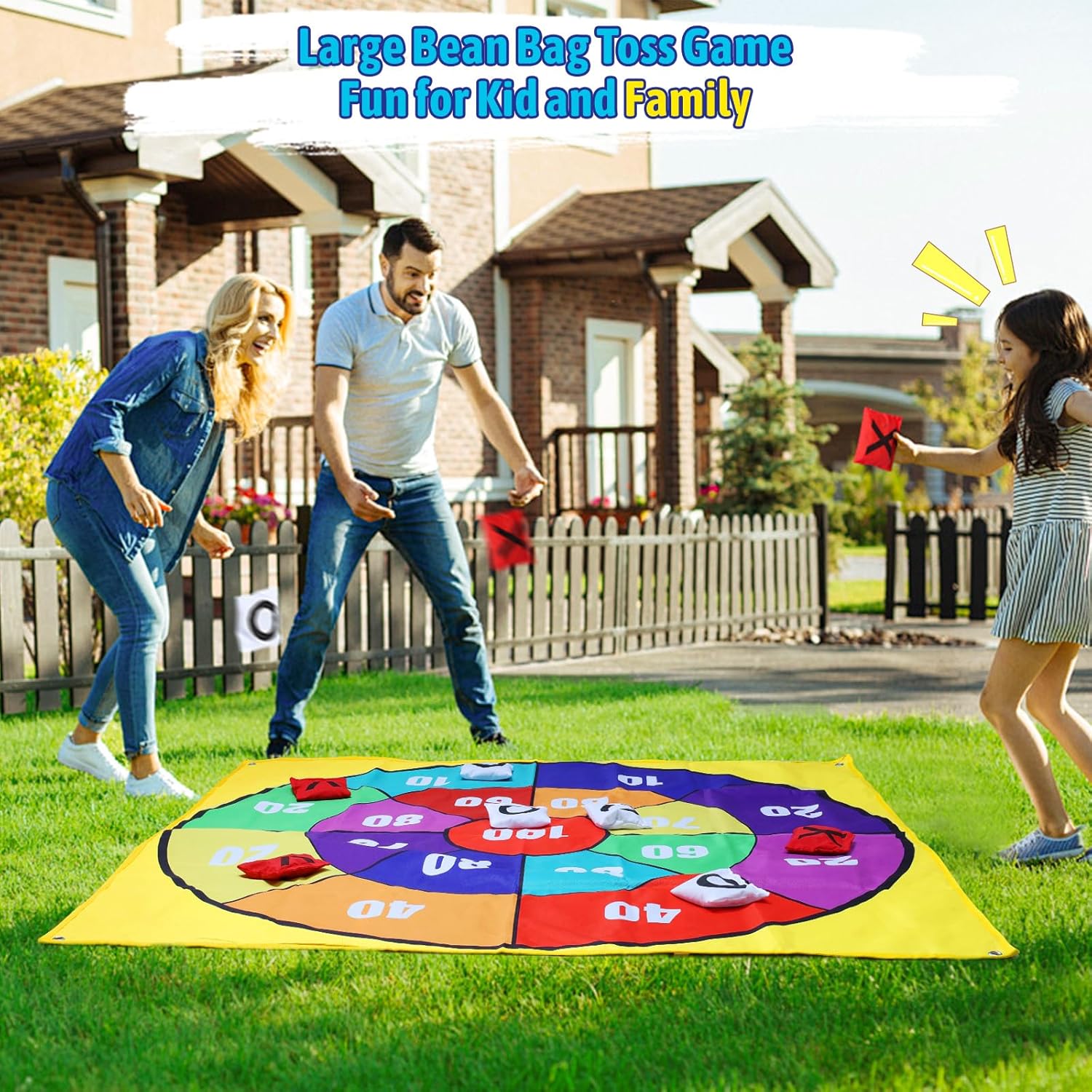 Skiennix 2-in-1 Outdoor Giant Tic Tac Toe & Bean Bag Toss Game - 4.5Ft Double-Sided for Family Fun