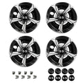 SAMXOMAP Golf Cart SS Wheel Covers Hub Caps for EZGO Club Car Yamaha 8 Inch Hubcaps for Golf Cart, Set of 4, Black and Silver