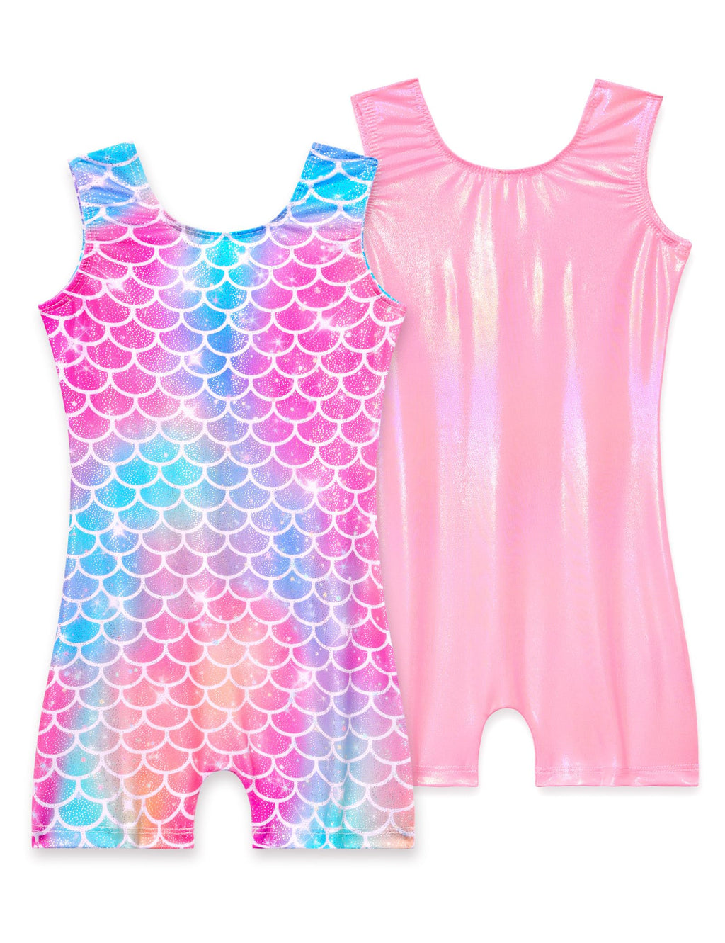Nokecina Gymnastics Leotards for Girls Size 1-2t Pink Purple 2 Packs Sleeveless Toddler Biketards