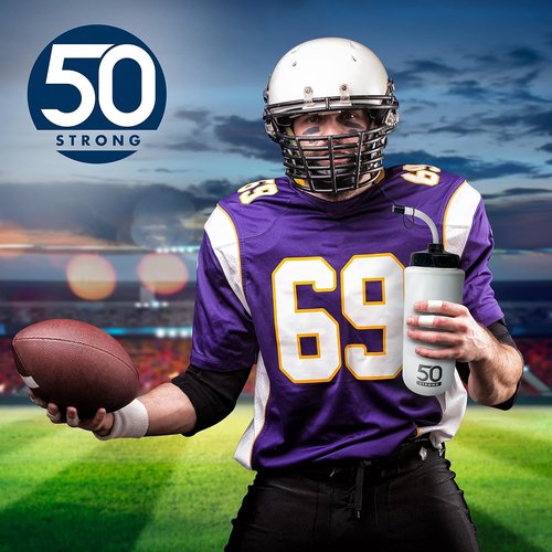 50 Strong Water Bottle | 1 Liter BPA-Free Sports Bottles with Straw - 2-Pack for Easy Squeeze & Grip