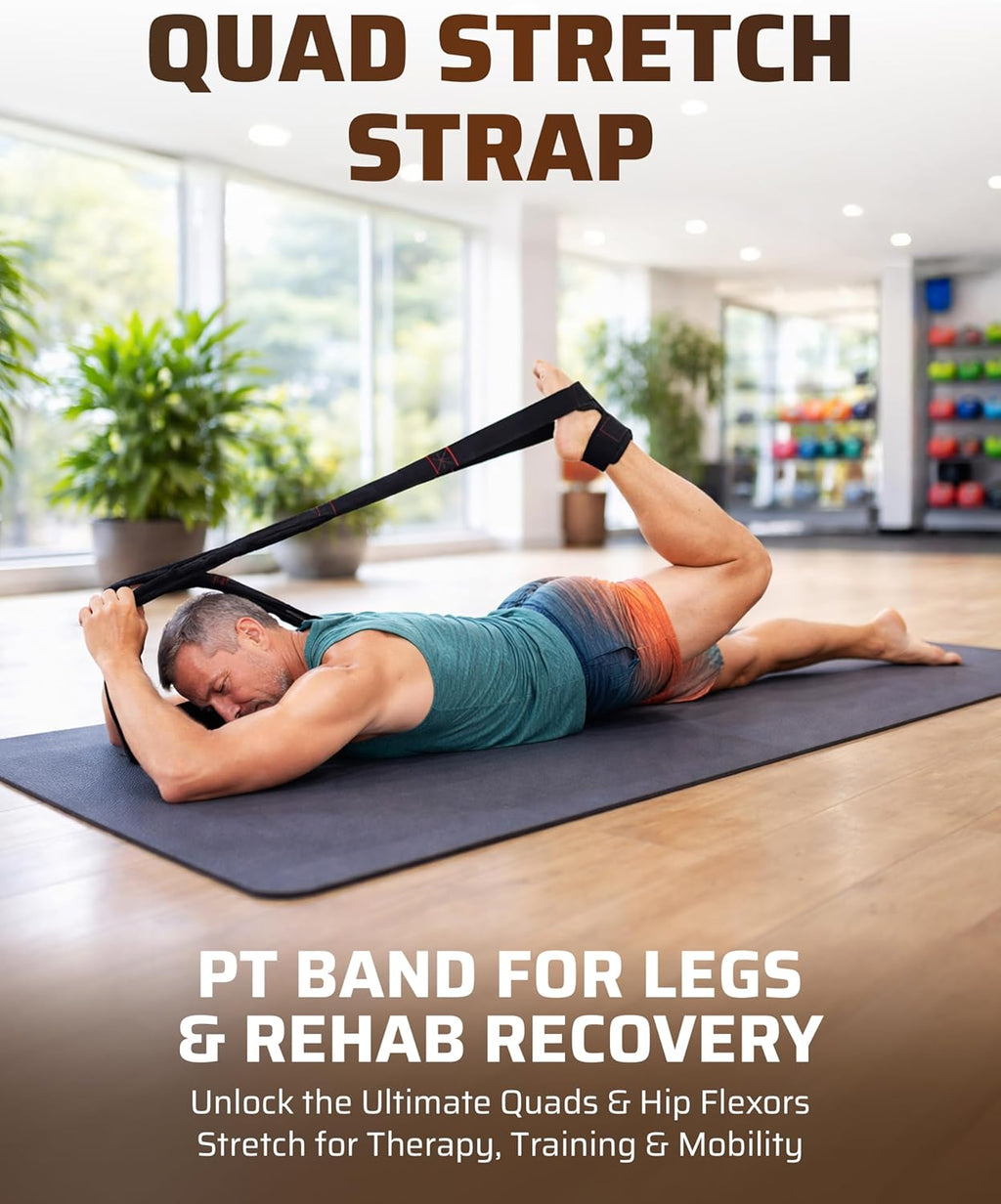 Quad Stretcher - Secure Quad Stretch Strap with Ankle Support | 4-Loop Stretch Band for Mobility & Recovery