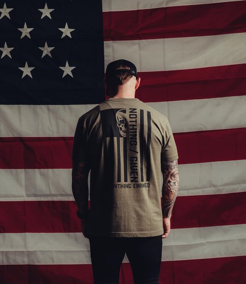Gymreapers Valor Moisture Wicking T-Shirts for Men - Short Sleeve Workout Gym Shirts - Running Athletic Tees & Dry Fit Tshirt Military Green