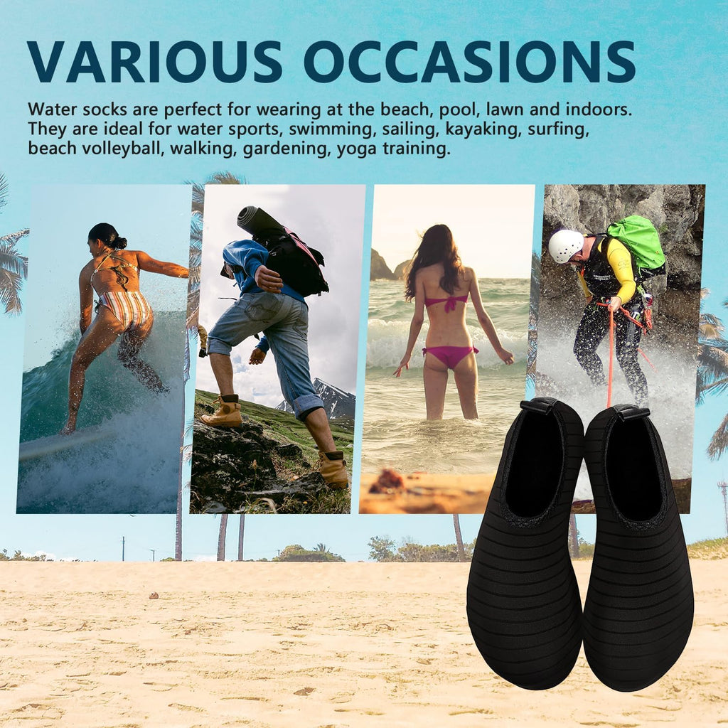 Skiennix Water Shoes - Quick-Dry Aqua Socks for Men & Women | Non-Slip Barefoot Design for Pool & Beach