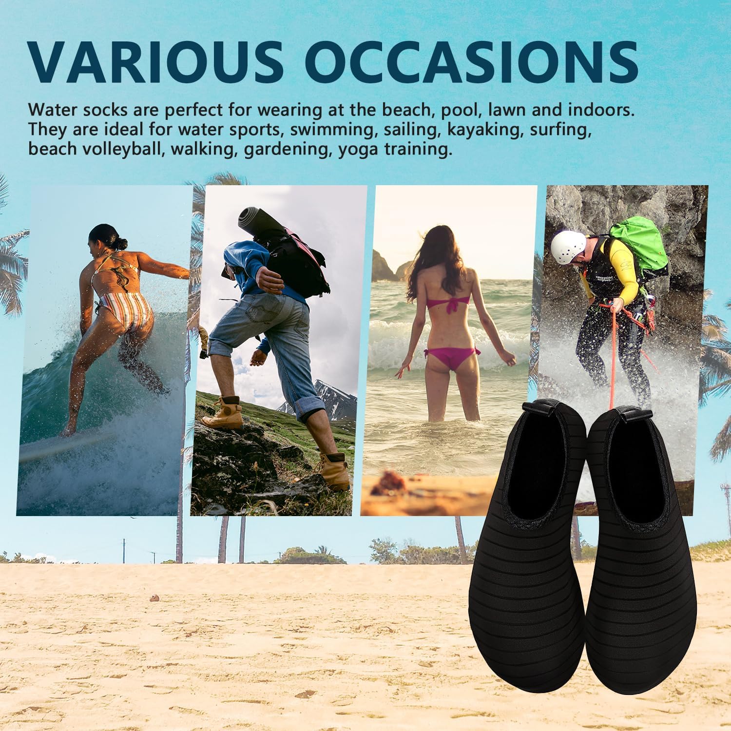 Skiennix Water Shoes - Quick-Dry Aqua Socks for Men & Women | Non-Slip Barefoot Design for Pool & Beach