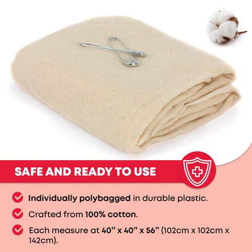 Ever Ready First Aid Triangular Bandage, 40" x 40" x 56", 12 Count- 100% Cotton