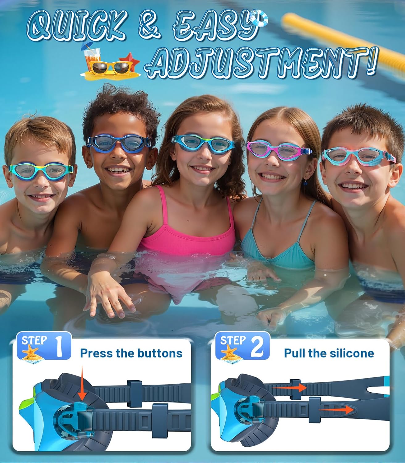 Swim Goggles for Kids | Anti-Fog UV Protection | Leakproof Design for Ages 6-14