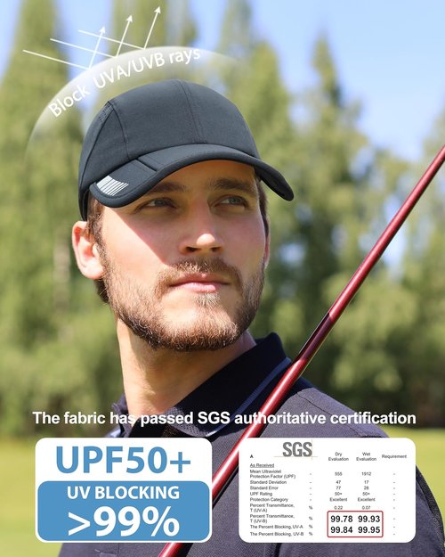 GADIEMKENSD UPF 50+ Foldable Sport Cap - Breathable & Reflective Unisex Design for Golf, Tennis, Travel