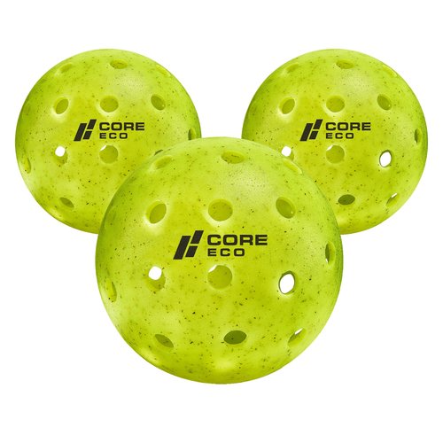 CORE Pickleball-ECO Ball | Outdoor Pickleball Balls - Official Ball-Pickleball World Cup & USAPA Tournament Approved - Durable, Regulation Size - High Visibility Neon, 3 Balls