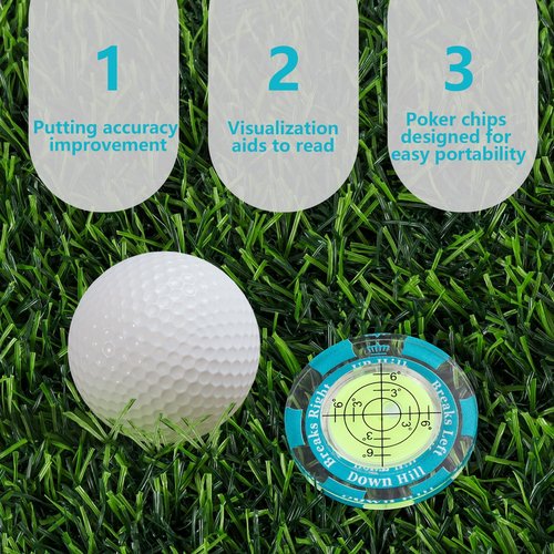 OlibaDu Golf Green Reader, Golf Ball Marker with High Precision Green Reading Aid, Poker Chip Style Bubble Level - Golf Accessories for Men
