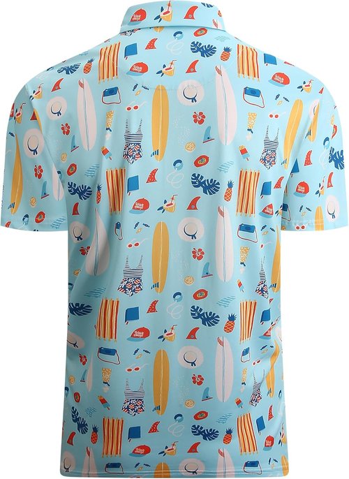 Damipow Men's Golf Polo Shirt - Moisture-Wicking Dry Fit Short Sleeve | Hawaiian Style