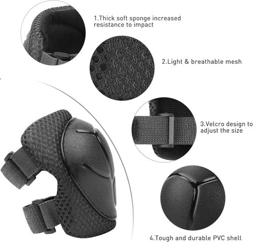 KUYOU Kids Protective Gear Set - Knee & Elbow Pads for Roller Skating, Cycling, BMX, and Scooters
