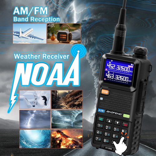 BAOFENG 5RM 10W Ham Radios Long Range 2 Pack, Multi-Band Portable Two-Way Radio NOAA Weather Receiver, UV-5RM Walkie Talkies Rechargeable with Frequency Copy & 4PCS 2500mAh USB-C Batteries